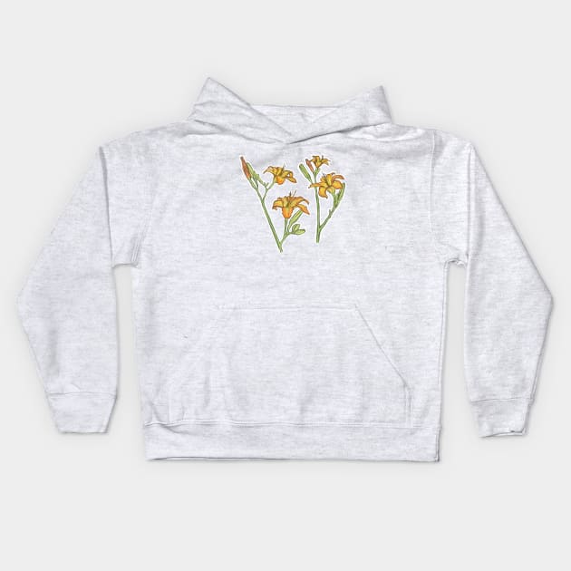 Orange Lilies Kids Hoodie by Condor